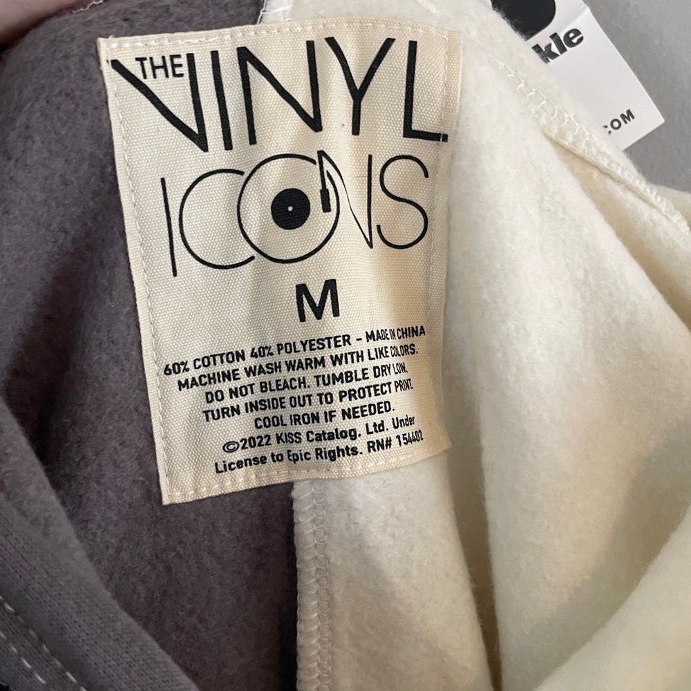 NWT Kiss Split Graphic Hoodie - Gray and Cream - Picture 2 of 6